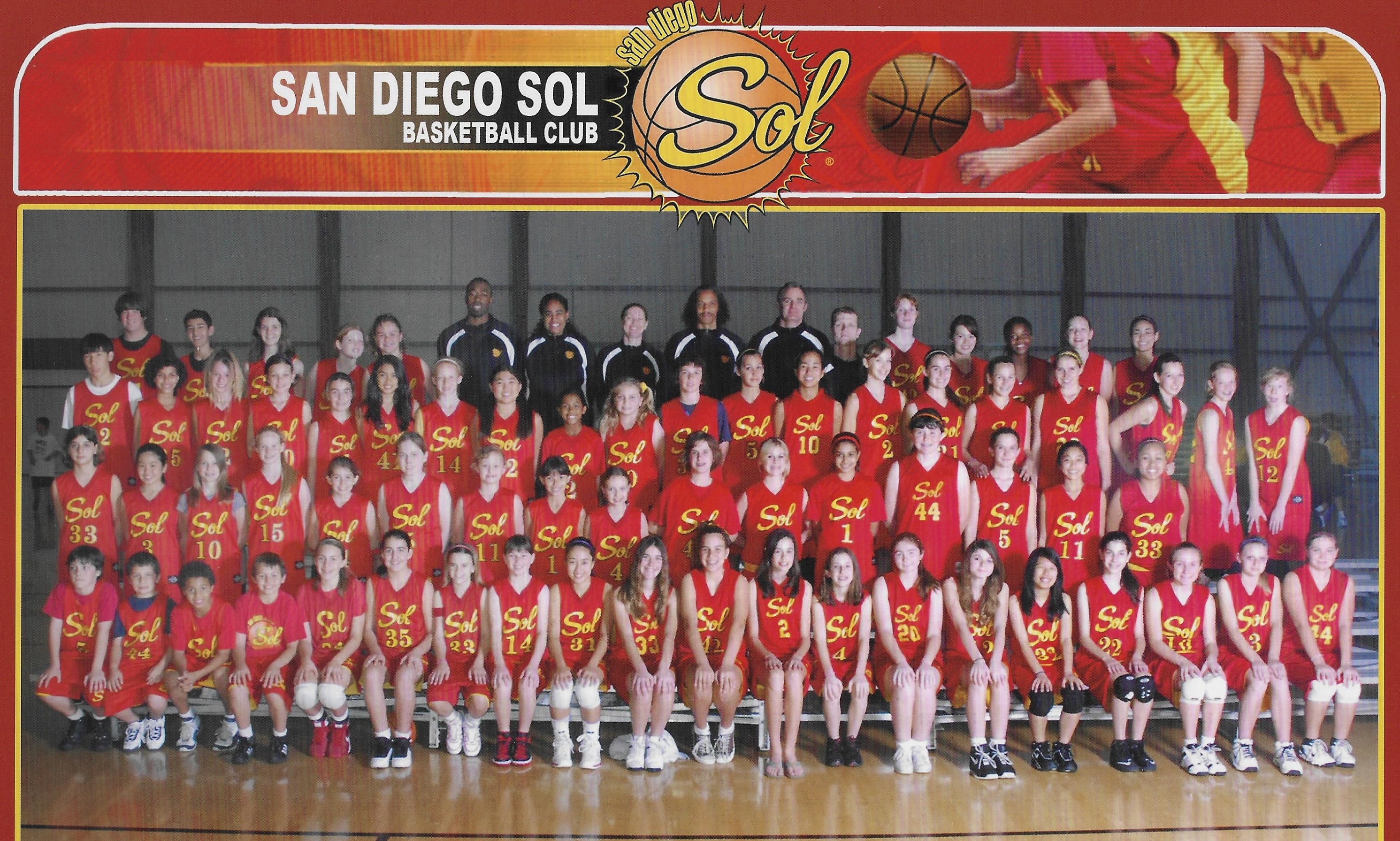 Coach Nate with Sol basketball club full team photo